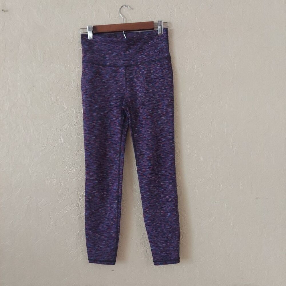 GAP Fit Blackout Technology Active wear Leggings Blue Pink Heathered Sz Small